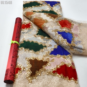 Nuevo Encaje de Terciopelo con Lentejuelas Bordadas, <span class=keywords><strong>Tela</strong></span> de Encaje de Malla para Bodas y Fiestas - Product Image 3