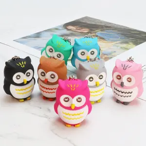 Led Owl Keychain For Women Men Cute Bag Pendant Cartoon Handbag Car Key Ring Mini Key Chain Sound Light Design Boy Girl Gift New