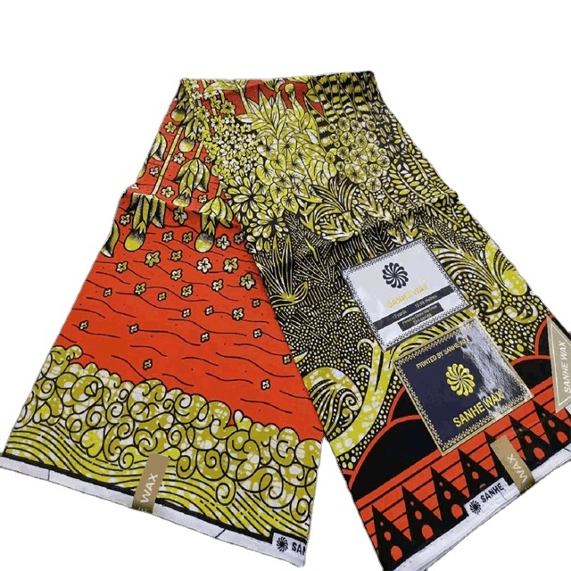 Wax Fabric Popular African Marketwholesale Custom Pattern 100% Polyester 90-110gsm Single-sided