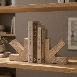 Sujetalibros Decorativos de Piedra Travertino Natural con Forma de Flecha, Juego de Soportes para Libros para Estantería, Oficina, Sala de Estar, Mesa, Decoración del Hogar - Product Image 2