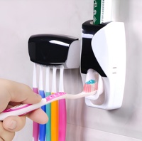 Distributeur automatique de dentifrice avec porte-brosse à dents et kit de presse-rouleau automatique, montage mural