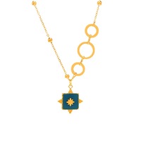 Quantum Tessera 14K Fractal Grid Vortex Collier chaîne orbitale émaillée pour femme avec pendentif épais en émail noir