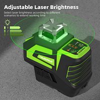 Niveau laser vert autonivelant Huepar 7211CG, croix 5 lignes, 2 points plomb, outil 360 horizontal