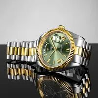 Montres automatiques mécaniques CADISEN C8185 pour homme, lumineuses, trois aiguilles, affichage de la date, acier inoxydable massif, fermoir papillon