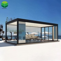 Pergola en aluminium imperméable pour jardin extérieur Ouverture électrique avec éclairage LED Cadre thermolaqué