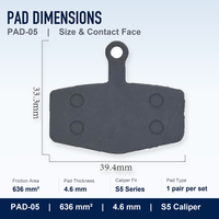 PAD-05 Bantalan Rem Cakram Semi-Metalik 636mm2 Pengganti untuk Kaliper S5 Sepeda MTB E-Bike