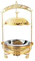 Matériel de restauration : Réchaud de buffet portable en acier inoxydable de qualité commerciale pour aliments chauds, 6L/8L, couleur or