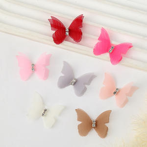 Klip rambut kupu-kupu sutra 3D lapisan ganda, ikat kepala aksesori rambut seni gaya manis dengan ornamen berlian - Product Image 1