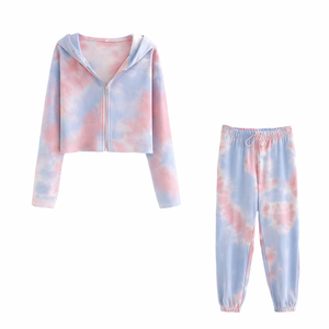 Personalizable Tie-Dye Sudadera con capucha Joggers Chándal Niños Patrón floral Fleece <span class=keywords><strong>Ropa</strong></span> suave - Product Image 1