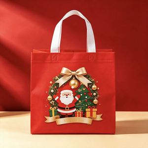 Wholesale Reusable Eco-Friendly Moisture Proof Heavy Duty Non Woven Laminated <b>Christmas</b> <b>Gift</b> <b>Bags</b> with Snowman Cartoon - Product Image 1