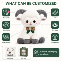 Mouton en peluche avec cornes grises bouclées, jouet en peluche blanc doux, cadeau