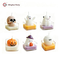 Niedliche 3D Halloween-Figurenkerzen Geist Kürbis Totenkopf Mumien-Form Kleine Dekorative Kerzen für Halloween-Party Tischdekoration