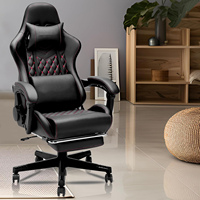 Chaise de jeu ergonomique rembourrée en PU avec fonction de massage, accoudoirs articulés pour la maison, le bureau, les jeux électroniques pour adultes