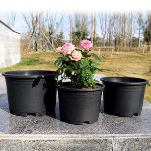 Macetas de <span class=keywords><strong>PVC</strong></span> Esmaltado Negro Grueso de Alta Calidad, Duraderas, Estilo Nórdico, para Jardín y Exteriores - Product Image 3