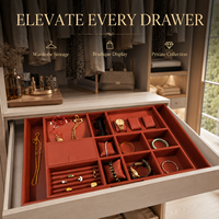 Boîte de rangement carrée en cuir personnalisée pour colliers, idéale pour l'organisation de bijoux dans la garde-robe et le placard