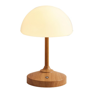 Mushroom Shape Wood Desk Lamp <b>Led</b> Warm White Touch Control Minimalist Design For Bedroom Night <b>Light</b> - Product Image 5
