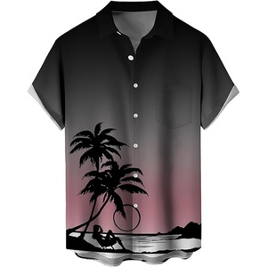 Hawaiian <b>Shirts</b> for <b>Men</b> Custom Logo Stand Collar Breathable ODM Loose Short Sleeve <b>Beach</b> Resort Casual <b>Shirts</b> - Product Image 1