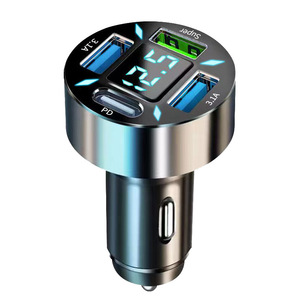 Cargador de Coche con Pantalla Digital de Carga Rápida de 66W, 4 Puertos USB, 1 a 4, 6 en 1, Cargador de Coche Halo para Teléfono Móvil, para <span class=keywords><strong>iPhone</strong></span> 18 17 Samsung S26 Ultra - Product Image 4