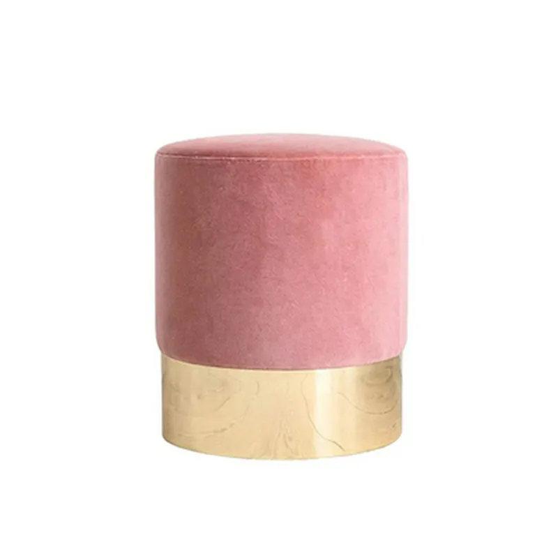 Di lusso rotondo sgabello del piede di velluto salotto sedia ottomano rosa velluto sgabelli casa sgabello pouf