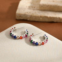 925 boucles d'oreilles en argent Sterling crochet femmes élégant Design géométrique cubique zircone Accent luxe bijoux cadeau sophistiqué