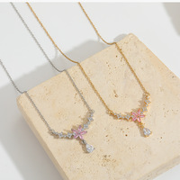 Kalung Rantai Bambu Wanita Resin Bunga Tembaga Gaya Eropa Amerika, Model Korea, Mewah Ringan, Terbaru, Laris Manis