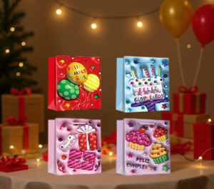 Sacchetti regalo in cartone 18x23 cm Design casuale Confezione regalo resistente 10 pezzi - Product Image 2