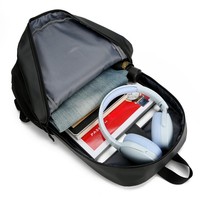 Sac à Dos Multifonctionnel en PU Imperméable de Grande Capacité pour Ordinateur Étudiant avec Fermeture à Glissière Style Luxueux Motif Géométrique