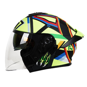 Casco de Motocicleta Abierto con Doble Visera, Ligero, Resistente a Impactos, con Diseño Gráfico, Casco de Seguridad para Motociclismo - Product Image 3