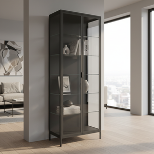 Moderno Armadio Espositore in Metallo con Porte in Vetro di Grande Capacità per Soggiorno e Ufficio Domestico - Product Image 5