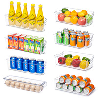Boîte de rangement de bouteilles transparentes, organiseur de réfrigérateur, de bouteilles de boisson, poubelles en plastique, canettes de Soda, boîte de rangement de cuisine
