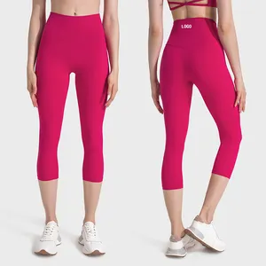 Schlussverkauf Nacktgefühl Yoga Capri hohe Taille Gesäßheber Slim Lulu Butterweich kein T-Zahl Fitnessleggings mit versteckter Tasche