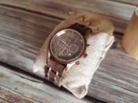 Jam Tangan Kayu Mewah Jam Tangan Pria Kuarsa Kronograf Logo Kustom Pergelangan Tangan Kayu Walnut Baja Tahan Karat dan Arloji Kayu Baja