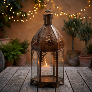 Antique Brass Moroccan <b>Lantern</b> Decorative Hanging <b>Lamp</b> Elegant Filigree Design for Home and Outdoor Lighting - Product Image 1