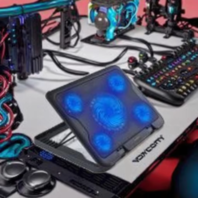 Laptop Cooling Pad Slim Portable Cooler Pad Chill Mat 6 Quiet Fans Led Lights 2 USB Ports Adjustable Mounts Laptop Hard Drive