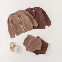 Ensemble 2 pièces en tricot pour bébé, automne et hiver, haut à manches longues, pantalon doux, ensemble décontracté pour bébé, pull pour bébé garçon et fille
