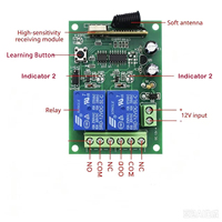 Module de relais RF sans fil 2 canaux 12V/24V DC 315/433MHz avec code d'apprentissage pour contrôle d'accès et éclairage