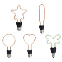 Ampoule LED en forme romantique pour la maison, culot E27, filament doux, motifs cœur et étoile à cinq branches, certifiée CE, AC