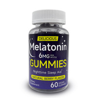 Gummies véganes à la mélatonine OEM pour un meilleur sommeil, saveurs fruitées naturelles, soutien au sommeil à base de plantes, complément apaisant et relaxant pour le bien-être