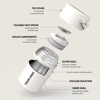 Pot alimentaire sous vide en acier inoxydable isolé récipient thermos pour aliments chauds Boîte à lunch de 1,1 L Fiole à soupe avec cuillère