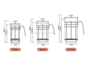 Amazon chaud verre borosilicate Cafetière presse <span class=keywords><strong>française</strong></span> théière, 350ml cafetière avec 304 support en acier inoxydable - Product Image 4