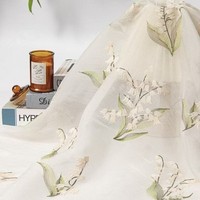 Vente directe usine Nouveau style ancien Hanfu DIY Style national Dentelle légère en tissu filet brodé motif Muguet
