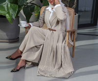 Hochwertige Plissee Mode Knopf Strickjacke Robe Pendler Langarm Kleid Muslim Arab Islamic Damen bekleidung