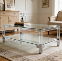Meubles de salon modernes en gros acrylique transparent personnalisé et table basse à base de métal durable meubles de maison