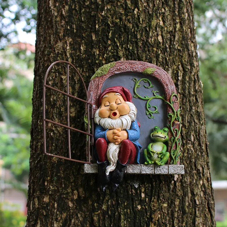 Tree Hugger Gnome Tree Hugger Garden Gnome Statue Outdoor Decorations Garden Peeker Sleeping Gnome