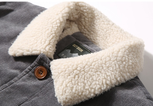 Wholesale New Winter Men's XL Corduroy Car <strong>Jacket</strong> with <strong>Mandarin</strong> <strong>Collar</strong> Comfortable Custom Designed Rabbit Fur Button Decoration - Product Image 6