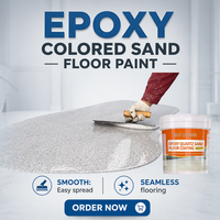 Peinture de sol en résine sans joint effet marbre sable coloré époxy, application au pinceau, pour espaces commerciaux intérieurs – Approvisionnement direct usine