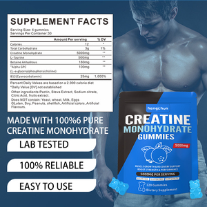 Complément alimentaire de créatine pour la croissance musculaire, pré-entraînement, 3000 mg, gommes, créatine infusée, 90 gommes, mangue, 5 grammes, fabricant - Product Image 5