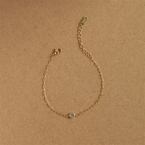 Minimalist Style Fashion Jewelry <b>Bracelet</b> Gold Plated Paperclips Rolo Chains Zircon <b>Bracelet</b> for Women - Product Image 2