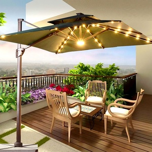 Sombrilla de jardín con precio de fábrica, 10 pies, con LED solar, tipo cantilever, con rotación de 360 grados - Product Image 1