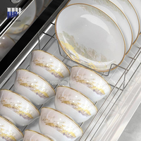 Service de table en porcelaine fine de luxe léger, assiettes à bord doré, plats à dessert et bols à soupe, ensemble de 72 pièces pour dîner